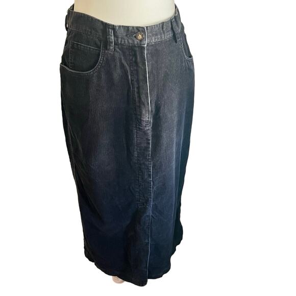 Eddie Bauer Dark Olive Green Corduroy Pencil Skirt Size 10 Pockets Midi Retro - Picture 1 of 16